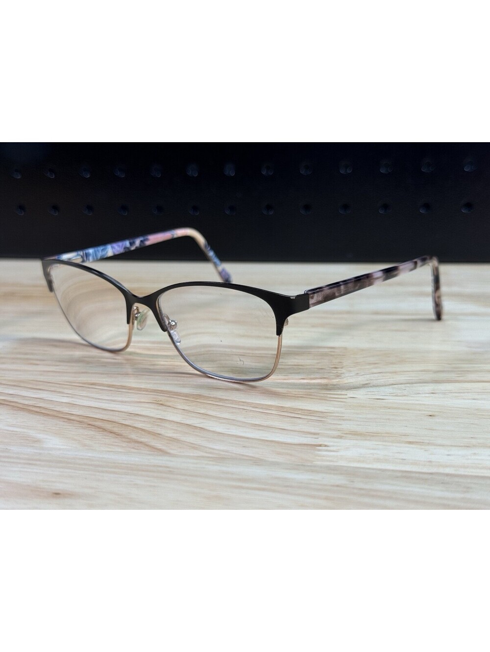 Vera Bradley Eyeglass Frames Womens Black Gold Palm Floral Tatum 53-16-135